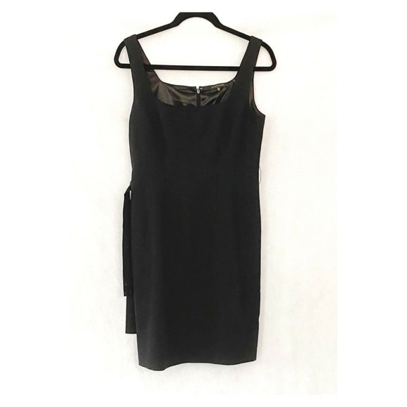 Elie Tahari Sleeveless Square Neck Wool Blend Ribbon Belted Dress Size 6 - Picture 5 of 7